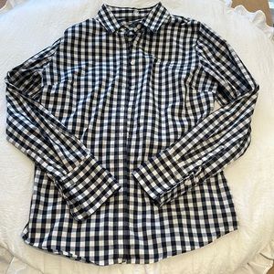 Banana Republic navy gingham print button down shirt
